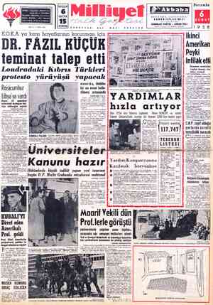  POSTA ——— — T ADRES : j TELGRAF: MİLLİYET, İstanbul TELEFON: BUGÜN Cağaloğlu, Mollafenari | sokak No. 1 - İSTANBUL SAYFA...