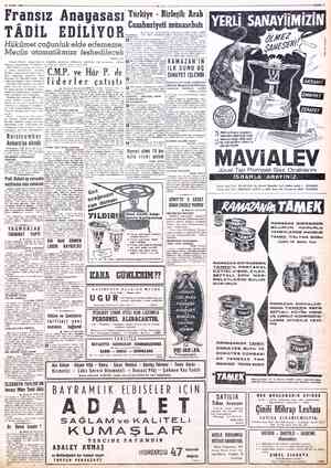  28 MART 19584 Fransız Anayasası TADIL EDİLİYOR Hükümet çoğunluk elde edemezse, Meclis otomatikman feshedilecek PARİS, A....