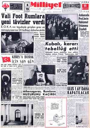  BUGÜN SAYFA KURUŞ ADRES : Cağaloğlu, Mollafenari sokak No. 1 - İSTANBUL | TELGRAF: MİLLİYET, İstanbul POSTA KUJUSU : 492,...