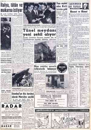  (2 NİSAN 1958 İtalya, tütün ve makarna istiyor Bu suretle duraklama halinde- bulunan Türk - İtalyan ticareti yeniden...