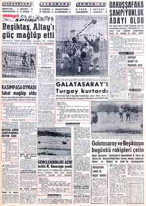  IİSTA UL»A] BEŞİKTAŞ :1- ALTAY :0 DEMİiRSPOR : 2 -K.PAŞA :1 et &- .. >* bı_:g sp%R G.SARAY G. BiRLiĞi ÇK 2 K Beşiktaş,...