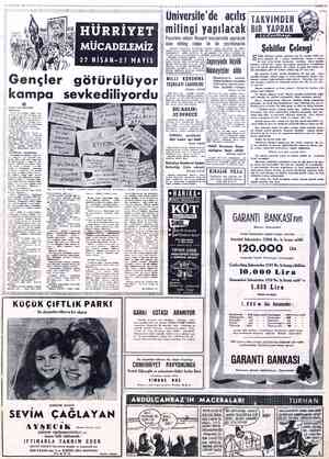  HÜRRİYET MÜCADELEMİZ 27 NİSAN-2 7 MAYIİS Gençler götürülüyor kcımpq YAZIT ça irmak. mümkün kenetlenmiş. bir MKY a Hüyrişek p7