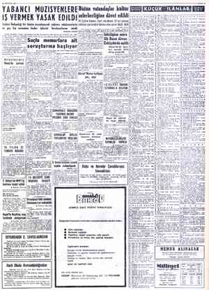 10 AĞUSYOS 1960 YABANCI MÜZİSYENLERE İŞ VERMEK YASAK EDİLDİ İçişleri Bakanlığı bir tümim yayınlayarak yabancı müzisyenlerin