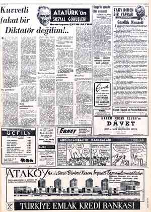  8 KASIM 1961 * Çuvvetli akat bir MİLLİYET- ATATÜRK'ün | SOSYAL GÖRÜŞLERİ |B | Hazırlayan: ÇETiİN ALTAN Diktatör değilim!..