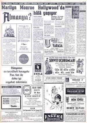 BAYFA: 6 MİLLİYET" Marilyn Monroe Hollywood'da en H BEYOĞLU u u : i ÇELİKTAS (Teki 824370 EMEK (Tek: a | MA A Karalığıç,...
