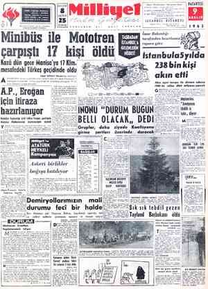  UYMAYI TAAHNİ ADRES : Cağaloğlu, Mollafenari TELGRAF: MİLLİYET, İstanbul POSTA KUTUSU. TELEFON : 27 42 10 ( Santral ) BUGÜN