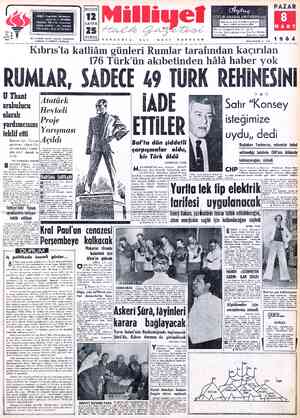  ÂDRES : Cağaloğlu, Mollatenari sokak No: 1 - İSTANBUL TELGRAF: MİLLİYET, İstanbul POSTA *KUTUSU * 492, İstanbul TELEFON : 27