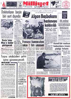  ADRES *kk TELGRAF: MİLLİYET, İstanbul POSTA KUTUSU : 492, İstanbul TELEFON : 22 44 10 (Santral) Doktorların beşte biri yurt