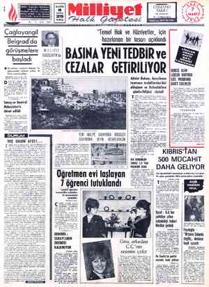  ADRES : Cağaloğlu, Mollafenari *kk Ö TELGRAF: MİLLİYET, İstanbul İPOSTA KUTUSU : 49>, İstanbul | İTELEFRON : 22 d4 10...