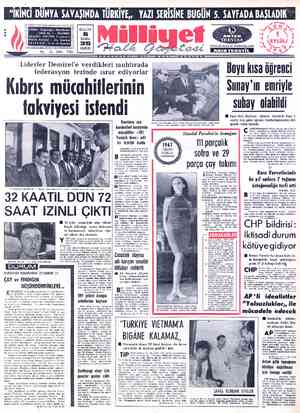 ADRES : sokak N *kk POSTA KUTUSU Liderler Demirel'e verdikleri muhtırada federasyon tezinde ısrar ediyorlar Kıbris...