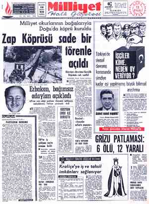  LA TELGRAF: - MİLLİYET, POSTA KUTUSU: 492, TELEFON: 22 44 10 Milliyet okurlarının bağışlarıyla Doğu'da köprü kuruldu lap...