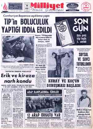  *kk ADRES: Nürüosmaniye Caddesi BUGÜN No: 65 İSTANBUL 10 TELGRAF: MİLLİYET, İstanbul POSTA KUTUSU: 492, İstanbul SAYFA...