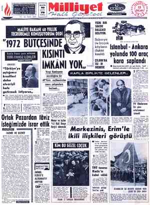  No: 65 İSTANBUL TELGRAF: MİLLİYET, İstanbul POSTA KUTUSU: 492, İstanbul TELEFON: 22 44 10 (Santral) *kkk 22, SAYİ: 8691...