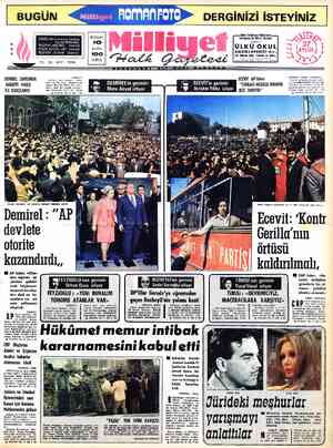  DERGİNİZİ İSTEYİNİZ XX DEMİREL SAMSUNDA HARBİYE MARŞI İLE KARŞILANDI Demirel : “AP devlete otorite kazand H AP Lideri, «Olan-