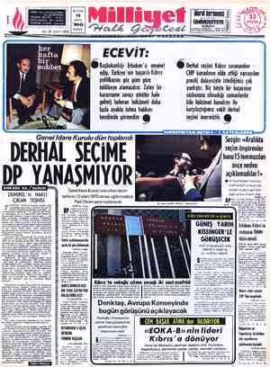  ADRES : Nuruosmaniye Caddesi BUGUN No: 65 İSTANBUL 12 TELGRAF: MİLLİYET, — İstanbul ğ POSTA KUTUSU:492 İstanbul SAYFA...