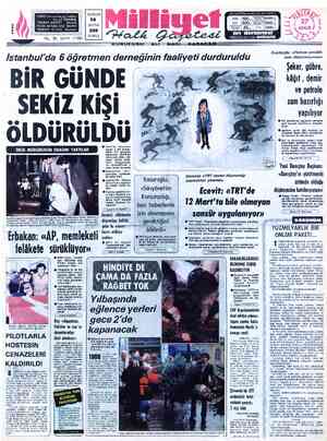  ADRES : Nuruosmaniye Caddesi No:65 İSTANBUL TELGRAF: MİLLİYET, — İstanbul POSTA KUTUSU:492 İstaribul SAYFA TELEFON: 224410