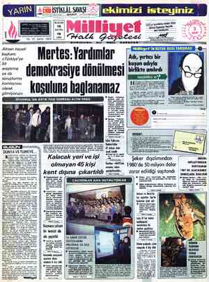  ek ADRES : Nuruosmaniye Caddesi TELGRAF : MİLLİYET, POSTA KUTUSU . 492 :i BUGÜN No: 65 İSTANBUL 12 HN —| SAYFA a (Santral) 10
