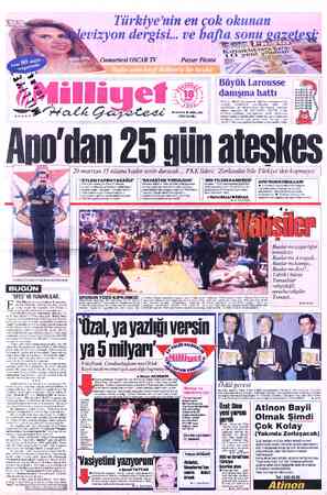  dan 20 ülin &. 26 SAYFA © 5000LİRA (KDV DAHİL) Pazar Fiesta ’Ş İ Büyük Larousse danışma hattı Milliyet, Büyük Larousse ile