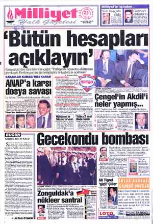  Milliyet'in içinden Gazeteci öldürüldü et Haber Ajansı ve öldü 1TO eski başkanla- rından Nuh Kuşçu- lu, yüksek tansiyon 'n