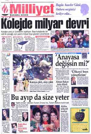  , Bugün Anneler Günü ; Onlara sevginizi v— üASINDA GUVEN 14 Mayıs 1995 Pazar 15.000 TL hedlye edın. Kolejde milyar devri...