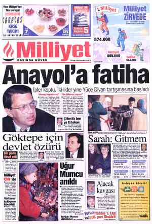  Yine Milliyet'ten! |— Yine Avrupa! '&’Ş% CARACAS — KASE TAKIMI İLK KUPON BUGÜN Ğİ Milliyet ZİRVEDE (23.1.1996 tarihinde üç