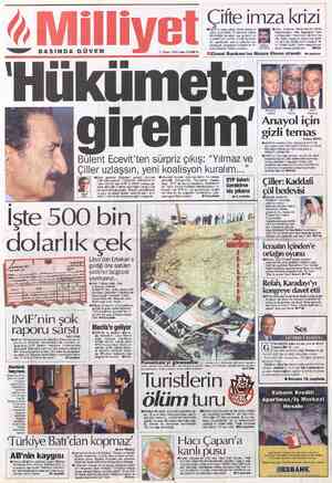  Çifte imza krizi Ka *Çiler, Erbakan Afrika'dayken dörtlü karamameye hem Başbakan hem ©Refah'ın karşı çıktığı Sinan Solok'un