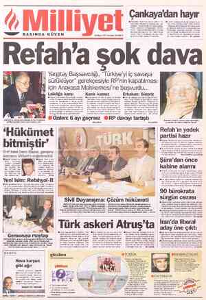 | —H Başbakan Yardımcısı Tansu Çiller'in "Er- bakan'dan Haziran'da Başbakanlığı iste- yeceğim" sözleri büyük tartışma...