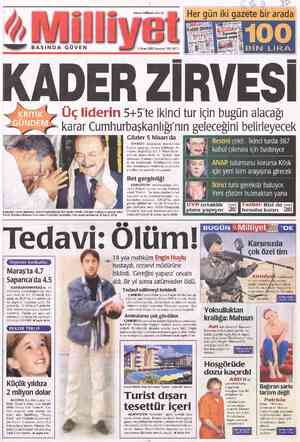  www.milliyet.com.tr /// JJJJHJ BASINDA GÜVEN . || İ Ç in 545 'te ikinci tur için bugün alacağı karar Cu mhurbaşkanlığı'nın