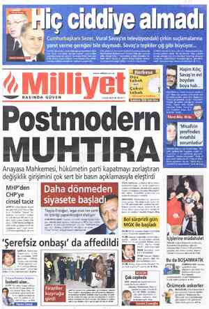 Vural Savaş J Ahmet Necdet Sezer |  la vaş'ın rev *Milliyet «—ee” BASINDA GÜVEN 23 Ocak 2001 Salı 200.000 TL Sadece 550 bin