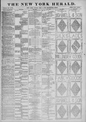  THE NEW YORK HERALD. WHOLE NO. 13,405. NEW YORK, SUNDAY, MAY 4, 1873?QUADRUPLE SHEET. PRICE FIVE DIRECTORY FOR ADVERTISERS.
