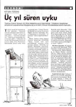  EKONOMİ KİT'LER / TÜGSAŞ Üç yıl süren uyku Türkiye Gübre Sanayii A.Ş. Price Waterhouse'a hazırlattığı "Yönetimi Geliştirme”