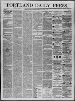 Portland Daily Press Newspaper July 1, 1862 kapağı