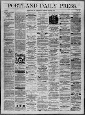 Portland Daily Press Newspaper July 3, 1862 kapağı