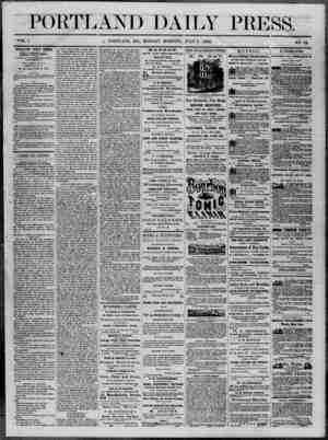 Portland Daily Press Newspaper July 7, 1862 kapağı