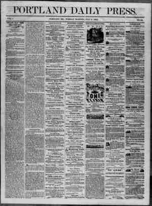 Portland Daily Press Newspaper July 8, 1862 kapağı