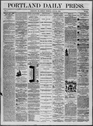 Portland Daily Press Newspaper July 21, 1862 kapağı