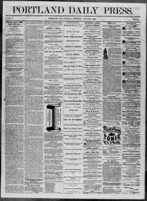 Portland Daily Press Newspaper July 29, 1862 kapağı