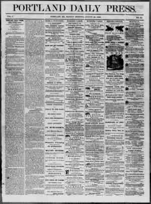 Portland Daily Press Newspaper August 25, 1862 kapağı