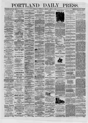  PORTLAND DAILY PRESS. ESTABLISHED JUNE 23, 1862. YOL. 12. PORTLAND, WEDNESDAY MORNING, APRIL 2, 1873. TERMS $8.00 PER ANNUM