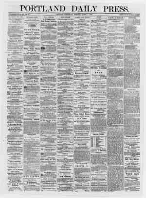  PORTLAND ] ESTABLISHED JUNE 23, 1862. YOL. 12. PORTLAND WEDNESDAY IMF PORTLAND DAILY PRESS Published every day (Sundays...