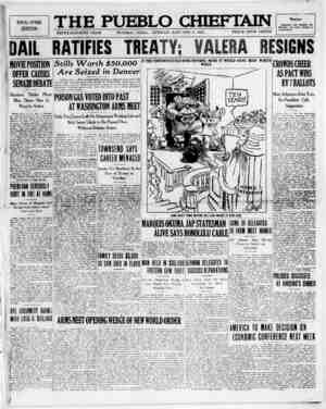 The Pueblo Chieftain Gazetesi 8 Ocak 1922 kapağı