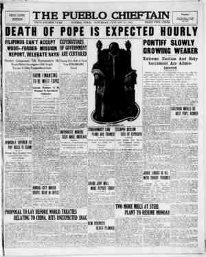 The Pueblo Chieftain Newspaper January 21, 1922 kapağı