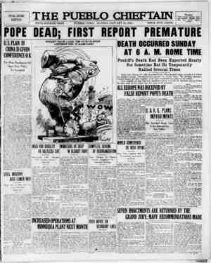 The Pueblo Chieftain Newspaper January 22, 1922 kapağı