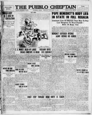 The Pueblo Chieftain Newspaper January 23, 1922 kapağı