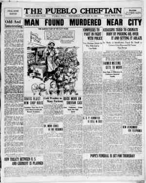 The Pueblo Chieftain Newspaper January 25, 1922 kapağı
