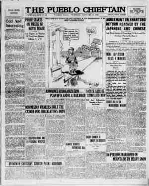 The Pueblo Chieftain Newspaper January 31, 1922 kapağı