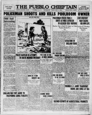 The Pueblo Chieftain Newspaper February 9, 1922 kapağı