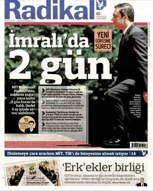 Radikal Gazetesi 3 Ocak 2013 kapağı
