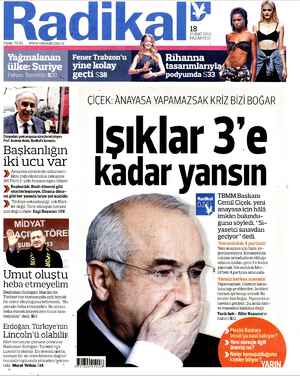 Radikal Gazetesi 18 Şubat 2013 kapağı