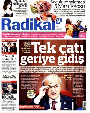 Radikal Gazetesi 21 Şubat 2013 kapağı